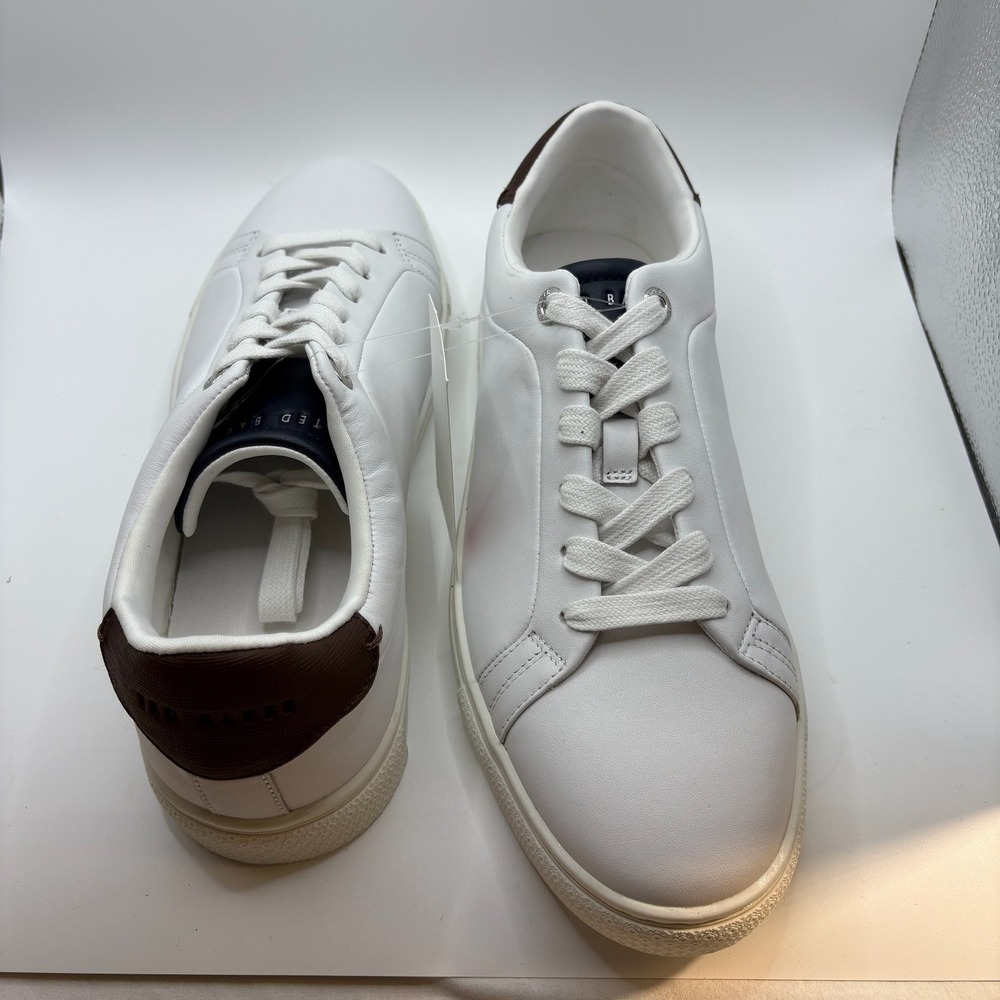 Ted Baker London Mens White Leather Low Top Sneakers Size 8.5